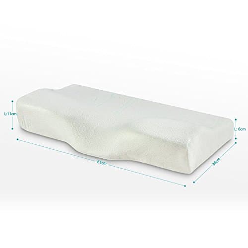 Memory Foam Pillow,CNBEYOUNG Cervical Contour Design Memory Foam Pillows with Removable Bamboo Cover Support and Release Neck and Spinal Pain,Soft/ Standard（White)