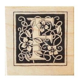 PSX Botanical F Letter Flower Monogram Initial Rubber Stamp B-2018