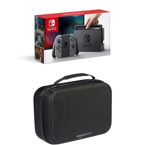 Nintendo Switch - Grey Joy-Con Console with AmazonBasics Travel & Storage Case (Black)