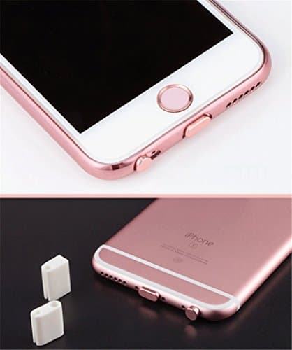 Exemplar - iPhone 5 5s SE 6 6s plus 7 Metal Alloy 4pc Dust Plug Set with Beautiful Anodized Finish - earphone headphone cap and charging point plug - Includes Cord Holders for Easy Storage (Rose Gold)