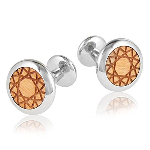 Imooi Star Pattern Etched Wood Cufflinks