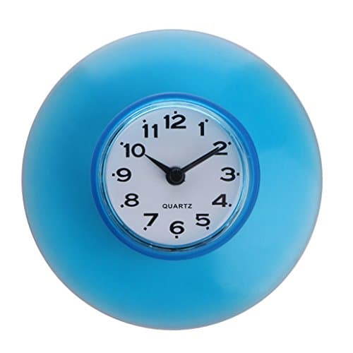 Timberlark Mini Size Waterproof Clock with Silicone Suction Cup for Bathroom/Kitchen/Shower,Fix on Smooth Wall/Glass (Blue)