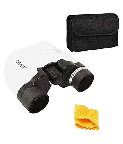 Iktu 10x22 Magnification Mini Compact Binocular | Wide & Clear View Field- For Outdoor Play - Bird Watching - Educational Learning - White