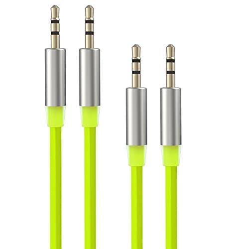 Xutu Rubber Aux Cord 2 Pack 3.3ft 3.5mm Male to Male Audio Cable for Car /Home Stereo Mp3 Player, iPhone, iPod, iPad Green