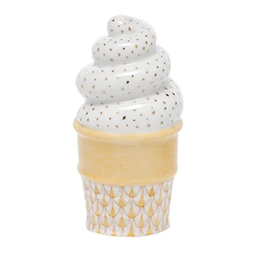 Herend Ice Cream Cone Figurine Butterscotch Fishnet