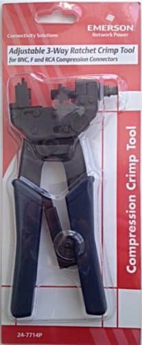Emerson Adjustable 3-Way Rachet Crimp Tool For BNC, F and RCA Compression Connectors