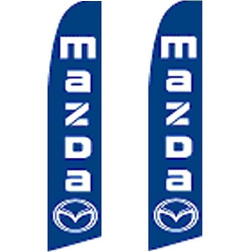 2 Swooper Flutter Feather Flag MAZDA Mazda Logo Blue White