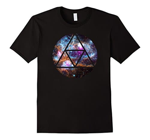 Mens Triangle Circle Universe Outer Space Bright Nebula T-Shirt Small Black