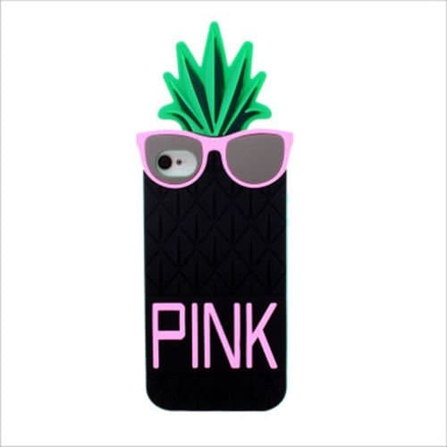 iPhone 6 Case, Palettes Maxx - 3D Cute Cartoon Black Pineapple Sunglasses Pink Alphabet Silicone Rubber Case for iPhone 6 4.7 inch