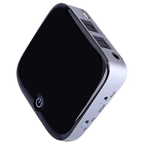 Bluetooth V4.1 Transmitter and Receiver,2 in 1 Wireless Audio Adapter with Optical Toslink/SPDIF and 3.5mm Stereo Output Support APT-X Low Latency 2 Devices Pair At Once For Home or Car Sound System