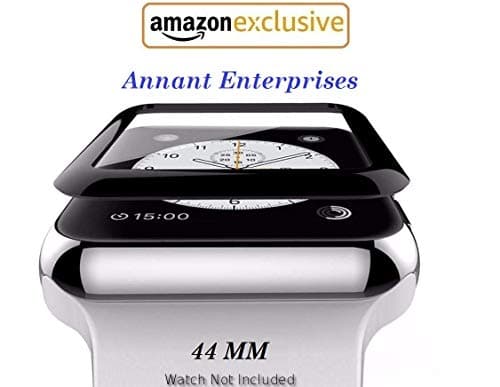 Annant™ Apple iWatch [Full Glue] Screen Protector 44MM [5D Full Edge Coverage] [Anti-Scratch] [High Definition] Tempered Glass for Apple Watch 44mm - Black
