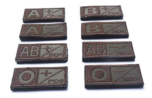 2pc Blood Group 3D Tactical Military Badges Embroidered Patch Back with Loops and Hook (AB+)