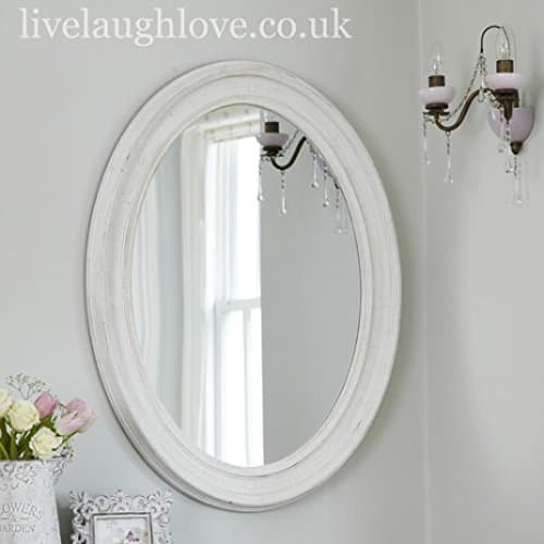 Large Oval Shabby Chic Mirror-Antique White