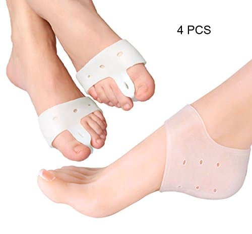 CINFAR Silicone Gel Heel Protector and Bunion Corrector- Double Rapid Foot Pain Relief - for Callus Blister Hammer Toe (Transparent)