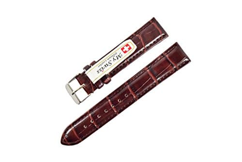 NP Watch Band Leather Watch Band Crocodile Pattern Width 18 mm. Dark Brown Color