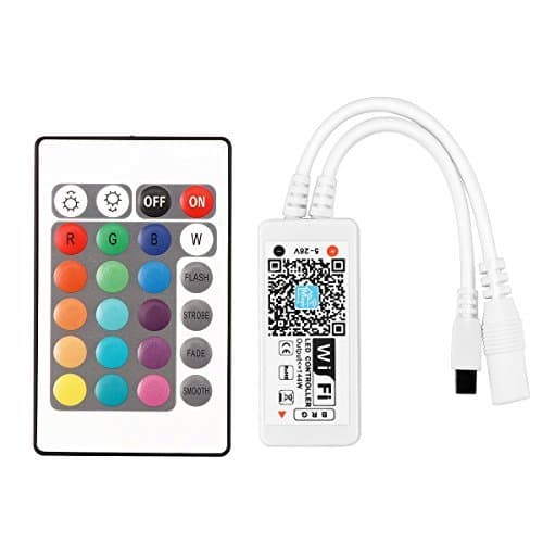 BJH Wifi Controller for Lights Strip Smart Controller with 24 Keys Remote for RGB String Lights Compatible with Alexa Google Home IFTTT,Fits for All 5050 3528 2835 LED strip