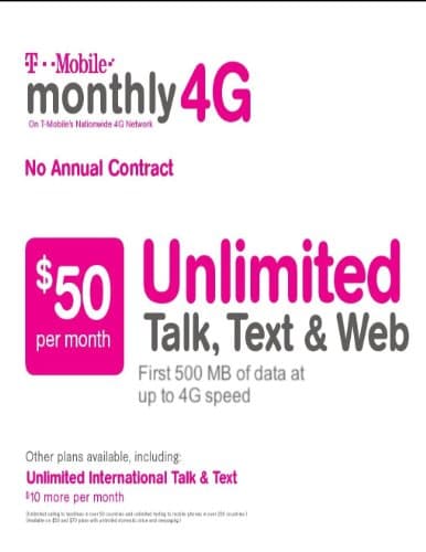 $50 T-mobile Prepaid SIM Card Unlimited Talk Text and Web