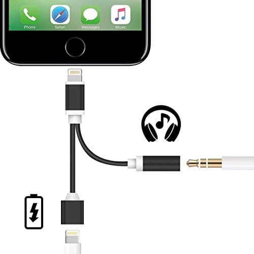 2 in 1 Lightning Adapter for iPhone 7 / 7 Plus,Sotima iphone 7 Plus Adapter,Lightning Charger, Lightning to 3.5mm Aux Headphone Jack Adapter for iphone 7 / 7 plus(Black)