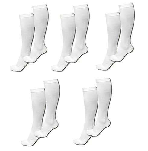 ASRocky Graduated Compression Socks (5 Pair) Calf High Below Knee Men Women Leg Foot Ankle Heel Support Pain Relief Stockings Reduce Swelling