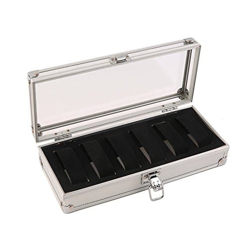 6 Grid Insert Slots Jewelry Watches Display Storage Box Case Aluminium Watch Box Jewelry Decoration