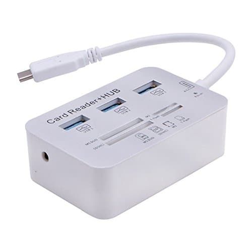 Type C Card Reader Hub, Sinbadteck 7 in1 USB3.1 Type-C to USB 3.0 HUB MS/M2/SD/TF Card Reader Hub