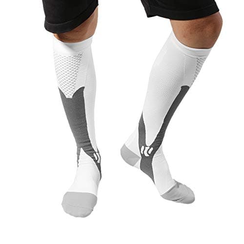 3 Pair Professional Men Women Leg Support Breathable Stretch Compression Socks Below Knee Football Socks Sport Active School Team Sock White L-XL