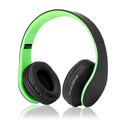Wireless Headset, Amier Foldable Hi-Fi Stereo Over-Ear Headphone, Support SD and TF Card in Green Color