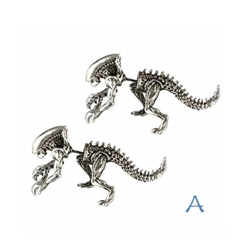Dinosaur Ear Studs Earrings Women Skeleton Ear Tragus Piercing Dangles Small Ear Studs Jewelry Hemlock (Silver-1)