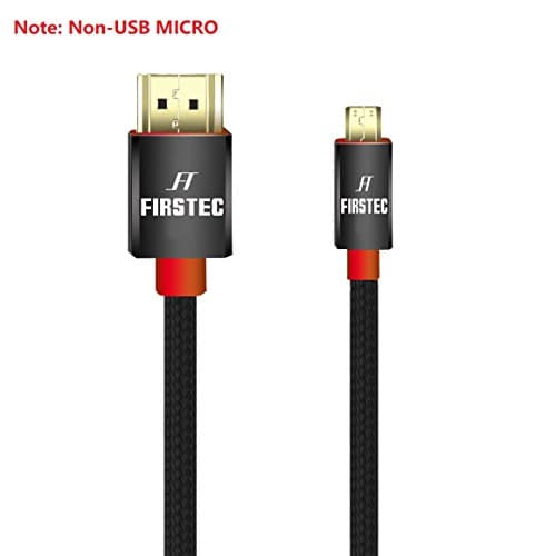 High Speed Micro-HDMI Cable FIRSTEC Type A to Type D HQ Full HD HDMI Cable v2.0/ HD Ready / 1.4a / 3D / 2160p PS4 SKY HD 4K Ultra HD Ethernet Audio Return - Micro HDMI to HDMI Cable (2M/6FT)