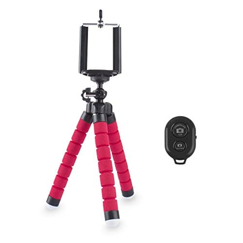 IPhone Tripod,Tripod Mount/Stand,Phone Tripod/Holder,Universal for iPhone,Samsung,Camera,Sports Camera GoPro,Small and Light with Bluetooth Remote Shutter (Red)