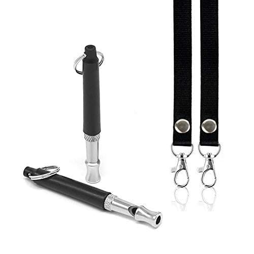 THINKPRICE 2 Pack Dog Whistle to Stop Barking - Barking Control Adjustable Frequency Ultrasonic Sound Training Tool- Adjustable Pitch-Free Premium Lanyard Strap &EBOOK Training Guide Brown002