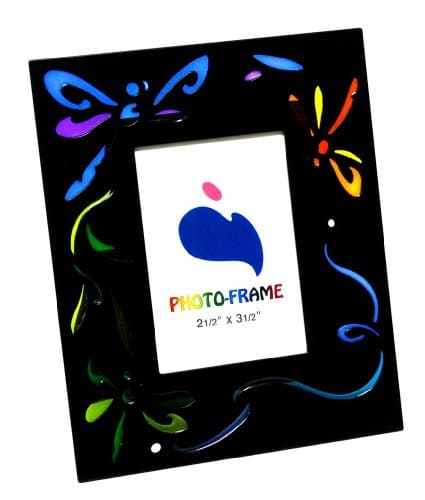 Small Black Dragonfly Picture Frame - Holds a 2.5" x 3.5" Photo (Dragon Fly)