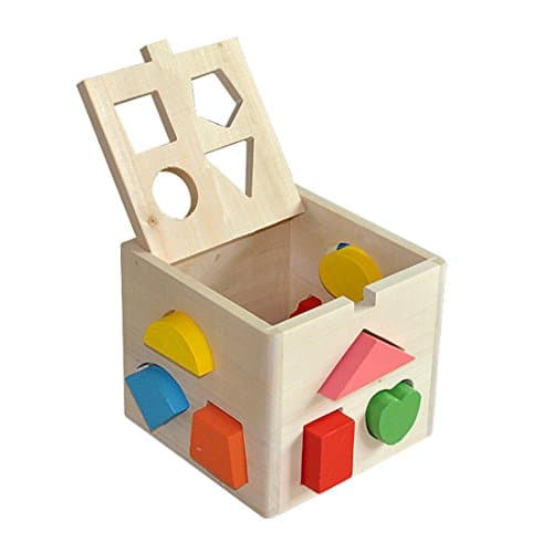 SMATTER Wooden Shape Sorting Box, 13 Hole Cube For Shape Sorter Cognitive And Matching Wooden Toys