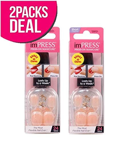 2-PACK! Broadway Nails imPRESS Press-On Manicure Short Length (BIPD011-On Fire)