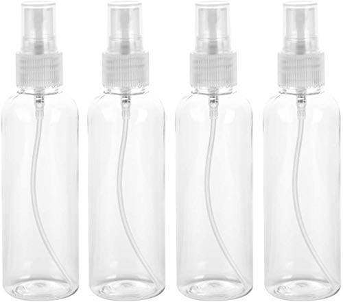 4Pcs 100ML Portable Plastic Fine Mist Spray Bottles,Cosmetic Empty Travel Containers with Flip Caps (Transparent)
