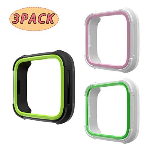 Anzela Case for Fitbit Versa/Versa Lite Smartwatch, Soft TPU + Hard PC Slim Fit Protective Case Bumper Shell Cover for Fitbit Versa/Versa Lite Smartwatch