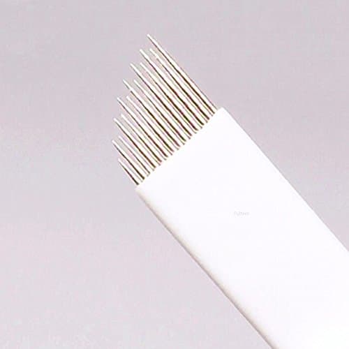 FlyItem 50Pcs High and Low Arc 14 Pin Permanent Makeup Blades Microblading Needles Manual Eyebrow Tattoo Curved Blade For 3D Embroidery Manual Tattoo Pen Machine Makeup Cosmetic Tool