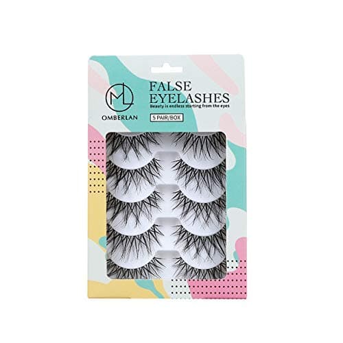 Omberlan Fake Eyelashes Flexible Eyelash - Multipack False Lashes Handmade Natural Cross Strip Lashes with Volume for Make up, Soft and Reusable for Women Girls