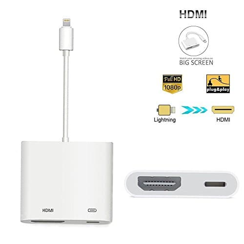 Ideastyle Lightning to HDMI Cable Adapter, 1080P Lightning Digital AV Adapter, Lightning Cable Adapter, Sync Screen HDMI Connector for iPhone/iPad, No APP Needed, Support iOS 11 or before