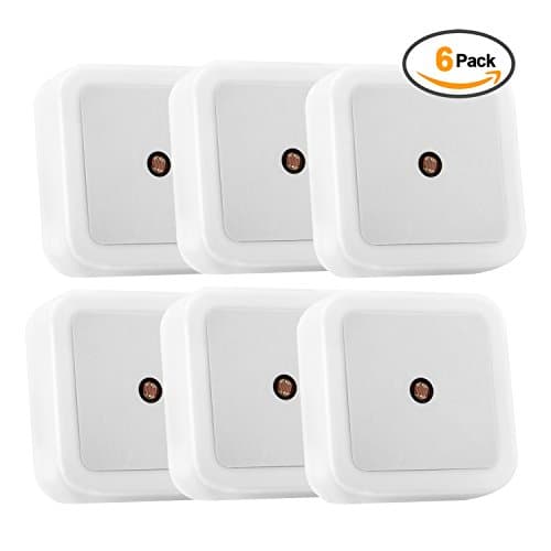 Trandpter 0.5W Plug-in LED Night Light Lamp with Dusk to Dawn Sensor for Kids Room | Hallway | Bathroom | Stairs (Daylight White, 6 Packs)
