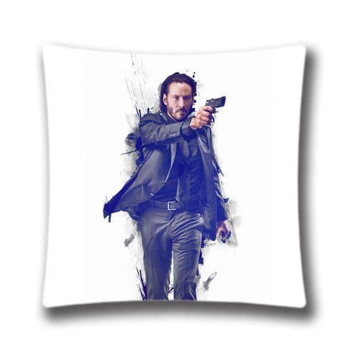 John Wick Movie Design Pretty Cotton Polyester Square Decorative Throw Pillow Cover 18" x 18"