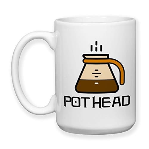 Coffee Pot Head 001, Ceramic 15 oz. Coffee Mug Tea Cup by Groovy Giftables