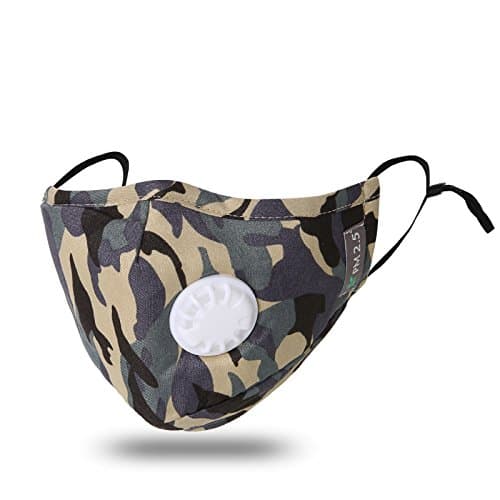 JayJay Pollution Dust Mouth Mask PM2.5 Carbon Filter Washable Cotton Respirator With Replaceable filters.,CAMOUFLAGEGRAY