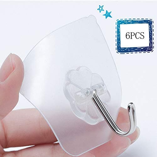 uBabamama Adhesive Wall Hooks - Hat Hooks Storage Wall Mounted Coat Hanging Hook for Hat Key Robe Hooks On Door Wardrobe Closet Kitchen Bathroom (6pcs)