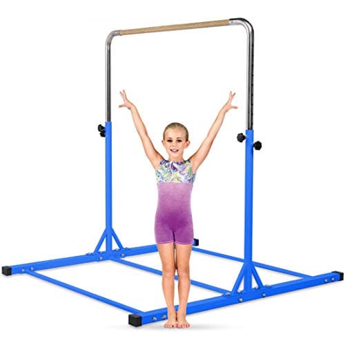 Gymbarpro Adjustable Gymnastics Junior Training Horizontal Kip Bar with Mat Optional Ideal for Gymnasts 1-4 Levels Indoors Home Practice