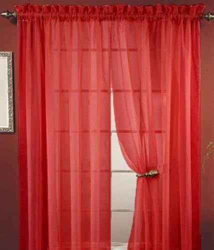 100% Polyester Valances Sheer Voile Window Curtain Panel 55"X84" (1 Panel) (Crimson)