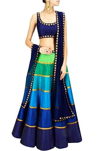 Sky Global Multi-Coloured Silk Designer Semi-stitched Lehenga Choli (Lehnga_134_Free Size_Multi-Coloured )