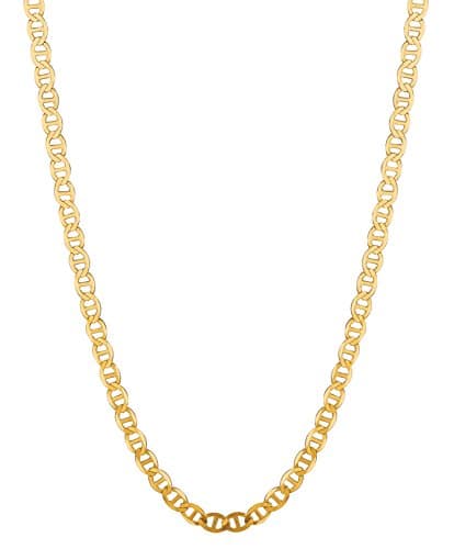 14K Solid Yellow Gold Anchor Mariner Link Chain Necklace 3.2 Mm 16"-24" (M080 (22 Inches)