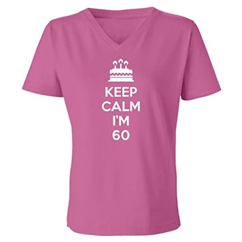 Festive Threads Keep Calm I'm 60 Women's V-Neck T-Shirt (Raspberry, 3XL)