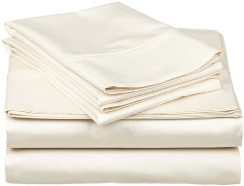 Thread Treasure Premium 1000 Thread Count 100% Egyptian Cotton Ultra Soft 4 Piece Bed Sheet Set , Queen , Ivory , Solid 1000TC Fits Mattress Upto 15'' Deep Pocket